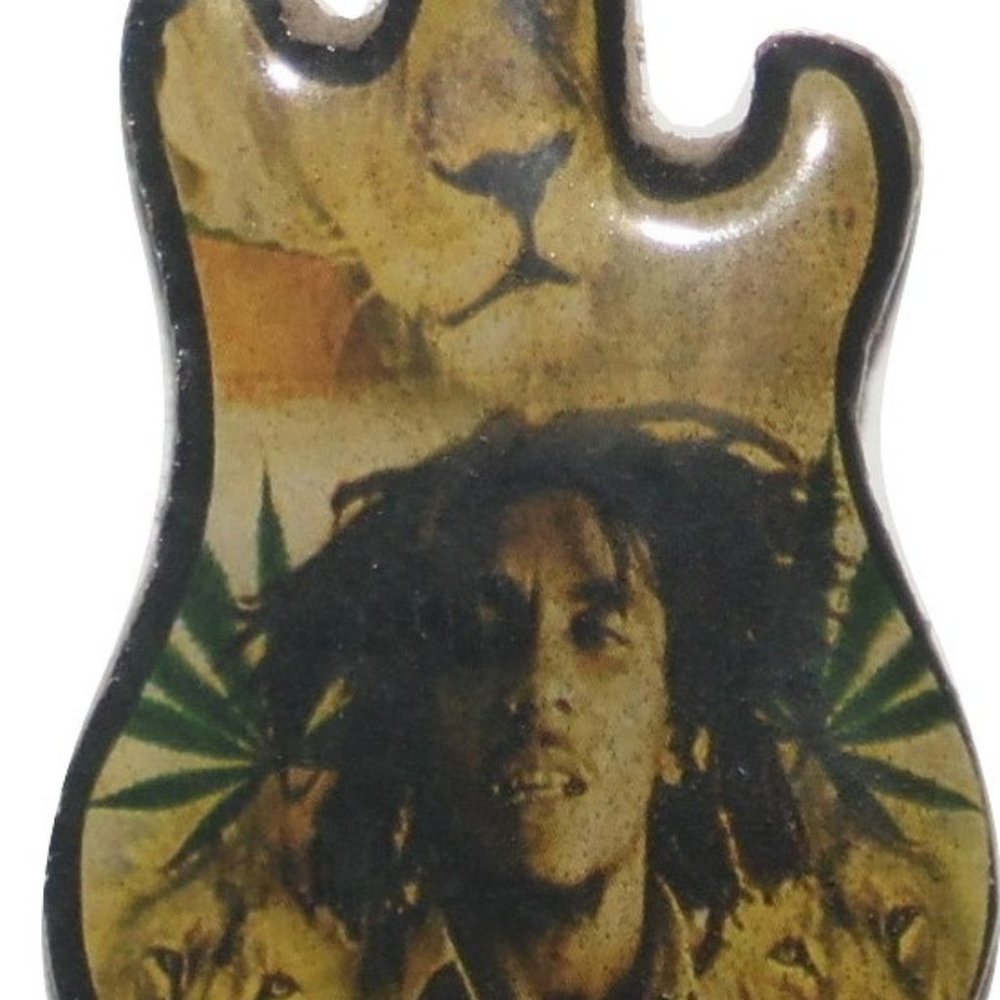 Wooden Bob Marley Pendant Black Cord Necklace
